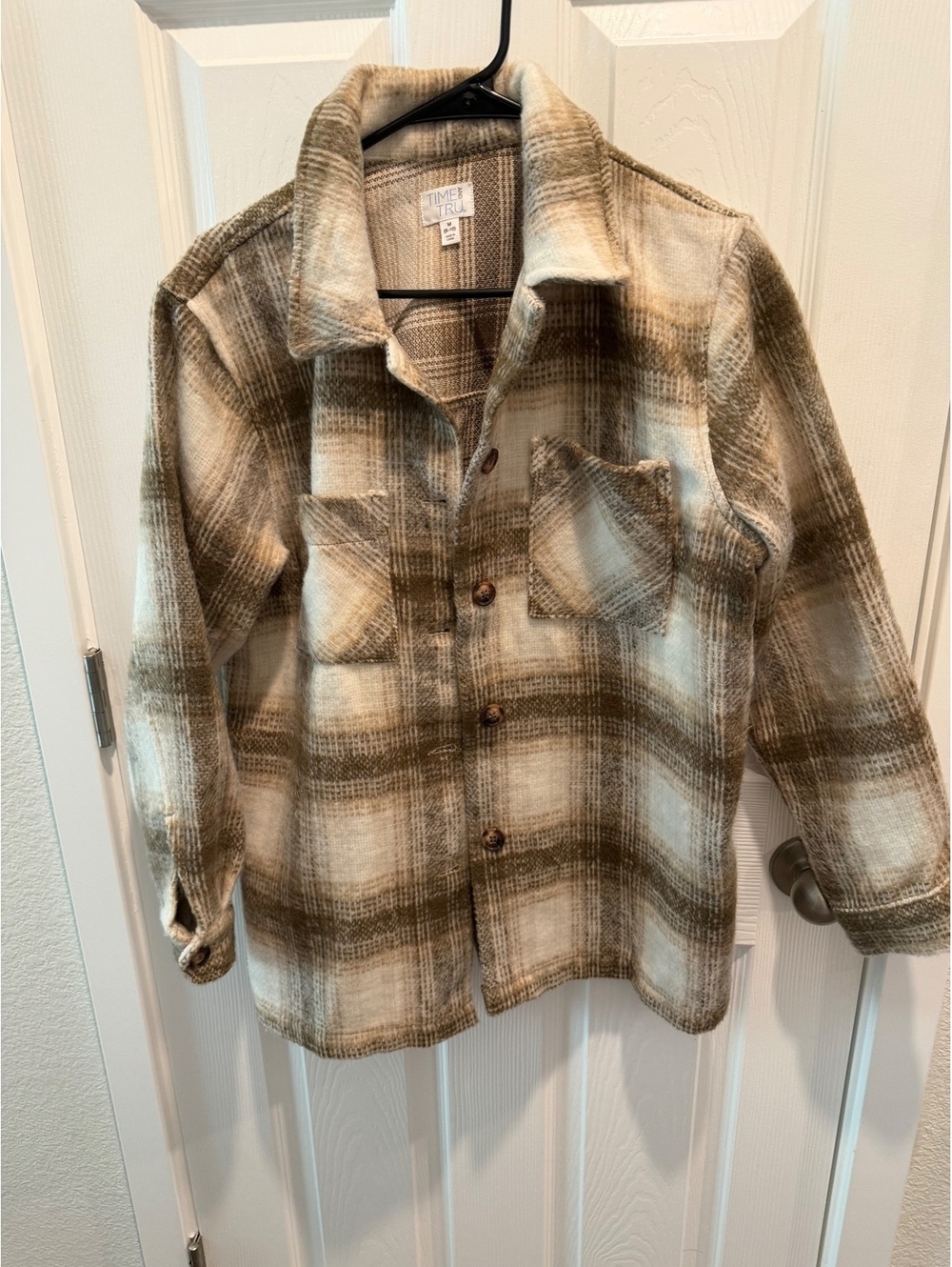 Time and Tru brown plaid button front shirt
